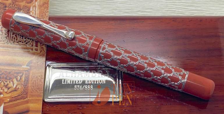 VISCONTI ALHAMBRA RED EBONITE AND SILVER FILIGREE- UNUSED - M